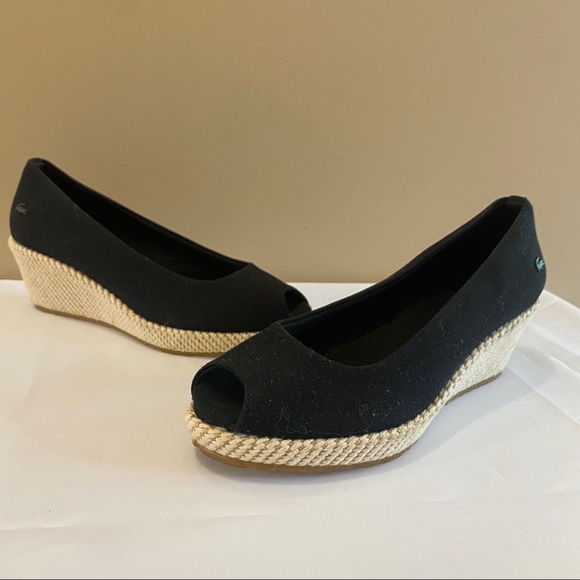 Lacoste Calvante Peep Toe Wedge Espadrille - Picture 6 of 9